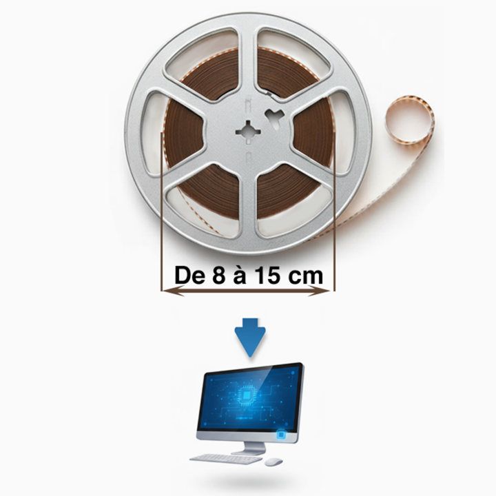Numérisation bobine de 8 à 15 cm (diamètre du film enroulé)
