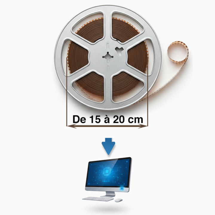 Numérisation bobine de 15 à 20 cm (diamètre du film enroulé)